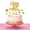 15th Birthday Cake Decoration, 15th Birthday Candle Golden Number Candle Happy Cake Toppers Anniversary Party Celebration Dessert Decoration view 3