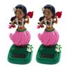 2Pcs Solar Bobble Head Figures Car Ornaments Hawaiian Solar Powered Toys Hula Girl Figure Statue for Car Office Desk Home Decor view 1