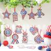 36 Sets Patriotic Veterans Day Diamond Painting Crafts Ornaments DIY Gem Art Sun Catcher Kits Window Memorial Day Military Patriotic Gemstone Diamond Art and Crafts with Ropes for Holiday Party Decor view 2