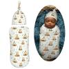 Muishi Cute Bears and Forest Newborn Swaddle Blankets Hat Sets Soft Baby Receiving Blanket Swaddle Sack for Baby Shower Infant Boy Girl Gift view 2