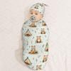 Muishi Cute Bears and Forest Newborn Swaddle Blankets Hat Sets Soft Baby Receiving Blanket Swaddle Sack for Baby Shower Infant Boy Girl Gift view 3