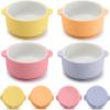 Domensi 4 Sets Kids Porcelain Bowls with Suction Sleeves Toddler Suction Bowl Upgrade Durable Microwave Dishwasher Safe Cereal Soup Snack Dishes for Baby Children Feeding Supplies (Bright Colors) view 1