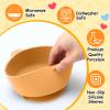 Domensi 4 Sets Kids Porcelain Bowls with Suction Sleeves Toddler Suction Bowl Upgrade Durable Microwave Dishwasher Safe Cereal Soup Snack Dishes for Baby Children Feeding Supplies (Bright Colors) view 3