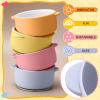 Domensi 4 Sets Kids Porcelain Bowls with Suction Sleeves Toddler Suction Bowl Upgrade Durable Microwave Dishwasher Safe Cereal Soup Snack Dishes for Baby Children Feeding Supplies (Bright Colors) view 4