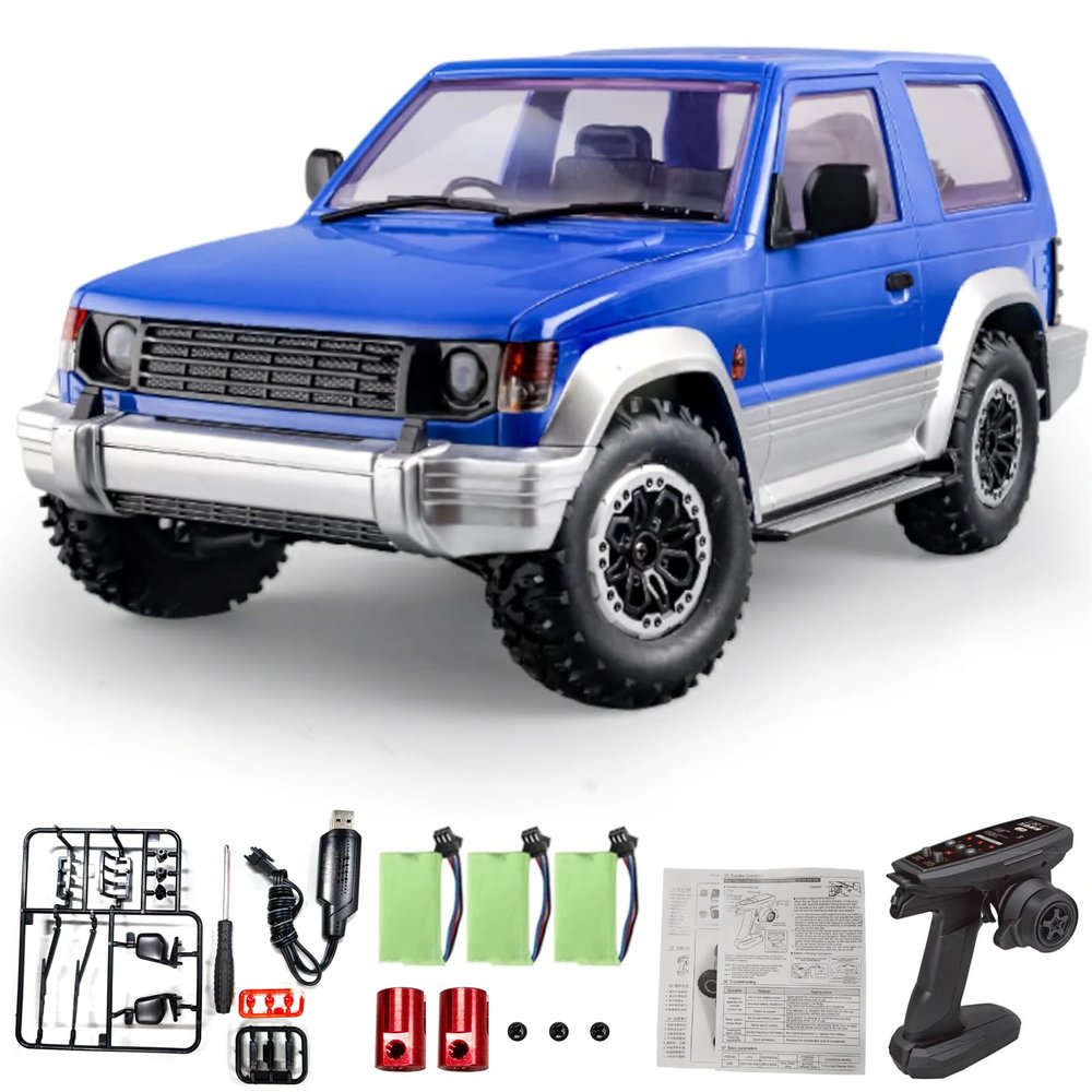 Hylukon Remote Control Car, 2.4Ghz 1:14 Scale 4WD Off Road Rock Crawler Vehicle with LDE Headlights, All Terrain 4-Channel Off-Road Remote Control Jeep Vehicle RTR Gift for Adults Teen
