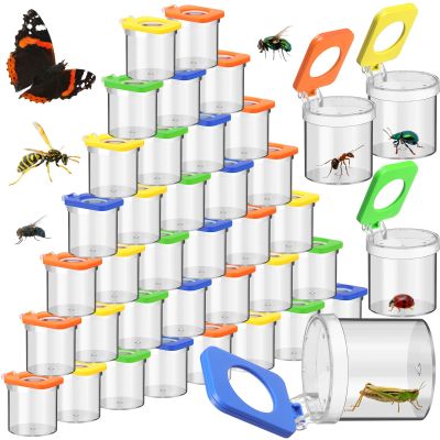 Halloscume 48 Pcs Insect Bug Viewer for Kids Magnifying Insect Box Bug Catcher Magnifier Container Critter Collection Kit Insect Cage Jar for Children Science Nature Exploration Tool