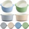 Domensi 4 Sets Kids Porcelain Bowls with Suction Sleeves Toddler Suction Bowl Upgrade Durable Microwave Dishwasher Safe Cereal Soup Snack Dishes for Baby Children Feeding Supplies (Morandi Colors) view 1