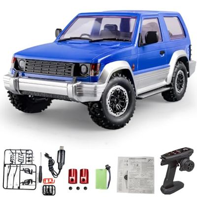 Hylukon Remote Control Car, 2.4Ghz 1:14 Scale 4WD Off Road Rock Crawler Vehicle with LDE Headlights, All Terrain 4-Channel Off-Road Remote Control Jeep Vehicle RTR Gift for Adults Teen