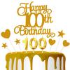 100th Birthday Cake Decoration, 100th Birthday Candle Golden Number Candle Happy Cake Toppers Anniversary Party Celebration Dessert Decoration view 1