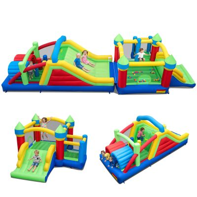 BOUNTECH Large Bounce House for Big Kids 8-12, 2-in-1 Modular Inflatable Obstacle Course w/Dual Slides, Tunnels, Blow up Jump Bouncy Castle for Kids 3-12 Indoor Outdoor Backyard Party Gift