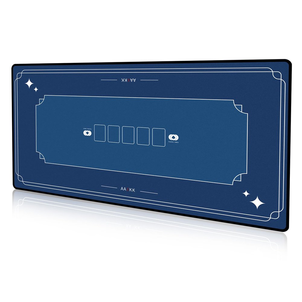 AAXKK 70 x 35 Inch 6-10 Person Blue Texas Hold'em Poker Mat Portable Poker Table Tops Cards Game Mat Pad Topper Waterproof, Easily Clean & Glide Over, Anti-Slip, Odorless with Storage Bag