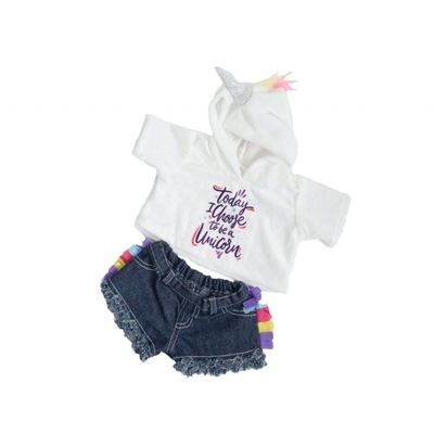 The Bear Factory Unicorn Hoodie & Shorts Outfit Perfect for 16" Stuffed Animals, Adorable Addition to Teddy Bear Clothes & Accessories Collection!