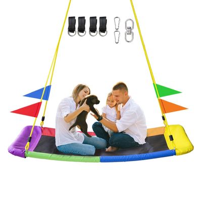 700lb 60" Rectangle Platform Tree SwingHeavy Duty Large Swing for Kids OutdoorTeslin Fabricwith 71-inch Adjustable LanyardRotatablefor Backyard,Gifts for Kids Playground (Colors)