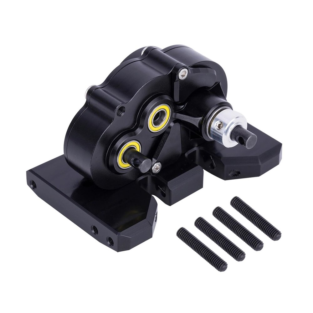Adjustable Gearbox OD-3 Overdrive Transmission CNC Lightweight Gearbox for 1/10 Car Axial SCX10 II Pro for LCG Chassis Straight Axl(Black)