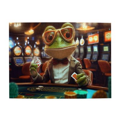 CDSASHCA 500 Pcs Pieces of Vibrant Puzzles,Frogs and Poker,Whimsical Wooden Puzzles,Suitable for Puzzle Lovers to Relax and Display,Decompress Entertainment Games,Enjoy The Fun of Solving Puzzles