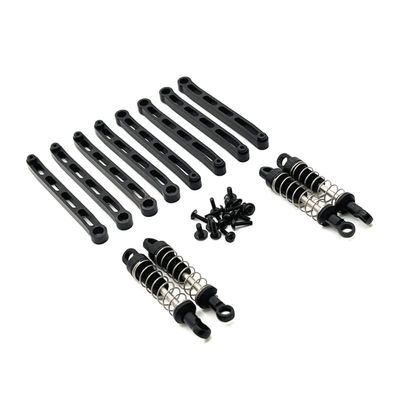 Metal Upgrade Outer Spring Shock Absorber Chassis Fixing Rod Set for MN Model 1/12 MN168 MN78 RC Car Spare Parts(Black)