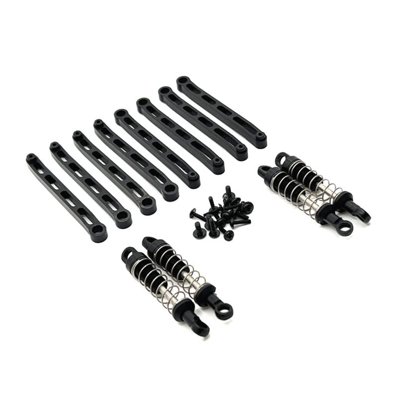 Metal Upgrade Outer Spring Shock Absorber Chassis Fixing Rod Set for MN Model 1/12 MN168 MN78 RC Car Spare Parts(Black)