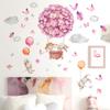 Flower Balloon Wall Decals Butterflies Rabbit Wall Stickers Baby Nursery Kids Bedroom Living Room Wall Dco view 3