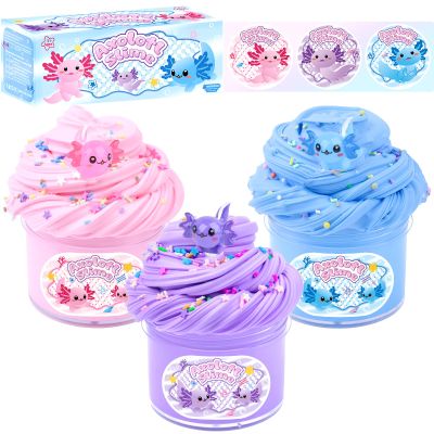 3 Pack Axolotl Butter Slime, Slime Kit with Pink, Blue, Purple Axolotl Charms, Soft and Stretchy, Slime Party Favor for Girls & Boys, Classroom Rewards, Birthday Gifts for Kids