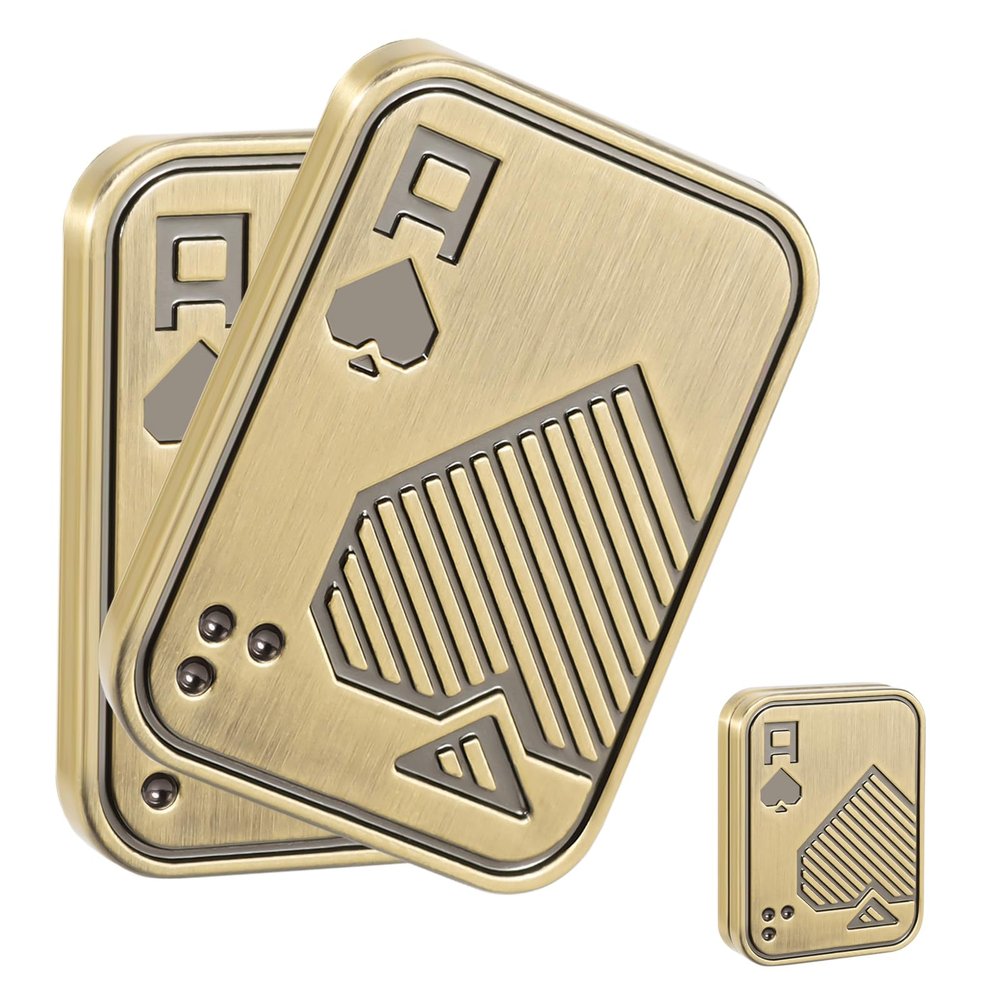 GoQQby Fidget Toys Adults, Metal Poker Fidget Slider, Magnetic Poker Push Card, Cool Office Gadgets, Relieve Stress, Gift Fidget Toys for Men (Gold A)