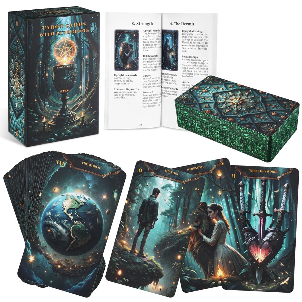 BQLXBABLT Tarot Cards with Guide Book for Beginners Original Unique Pretty Tarot Oracle Deck Set with Guidebook Standard Size 78 Cards