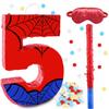 16 Inch Number 5 Spider Pinata with 16 Inch Piata Stick Blindfold Confetti for Boy Girl Kids 5th Birthday Party Decorations (5th) view 1