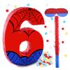 16 Inch Number 6 Spider Pinata with 16 Inch Piata Stick Blindfold Confetti for Boy Girl Kids 6th Birthday Party Decorations (6th) view 1