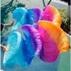 YGYGY Belly Dance Fan,Dance Fan, Natural Silk Belly Dance Fans 1 Pair Left+Right Hand Belly Dance Long Fans(M150x90cm) view 2