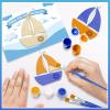12-Pack Pre-Packaged Nautical Party Favors for Kids, Wooden Sailboat Cutouts with Magnets & Painting Kits, Ahoy Nautical Baby Shower Decorations for Boy & Thank You Gifts for Guests view 3