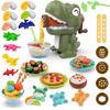 Dinosaur Noodle Maker Play Dough Set for Kids 3-8, Pattheboo 36 PCS Kitchen Toys with Dinosaur Egg Molds, Color Dough for Noodles, Ice Cream & Cookies, Birthday Gift for Boys & Girls view 1