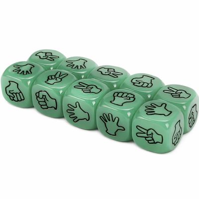 dice Set, 10pcs Luminous Plastic Lightweight Rock Paper Scissors dice 6 Sided Green for Family Game Nights Board Game Parties classrooms Children