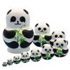 Russian Nesting Dolls Set, Cute Panda Painted Russian Dolls Wooden Doll Set Nesting Dolls Crafts (Black,White) view 1