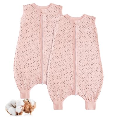 Toddler Sleep Sack with Feet 2T-3T 2 Pack, 100% Cotton Wearable Blanket for Baby, 2-Way Zipper Baby Sleeping Sack with Legs for Boys and Girls, Pink Flower