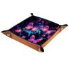 PU Leather DND Dice Trays Portable Dice Rolling Tray Large Storage Tray for Desktop Storage and RPG Board Games, Neon Butterflies view 1