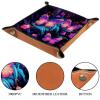 PU Leather DND Dice Trays Portable Dice Rolling Tray Large Storage Tray for Desktop Storage and RPG Board Games, Neon Butterflies view 3