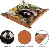 PU Leather DND Dice Trays Portable Dice Rolling Tray Large Storage Tray for Desktop Storage and RPG Board Games, Raccoon Daisies view 3