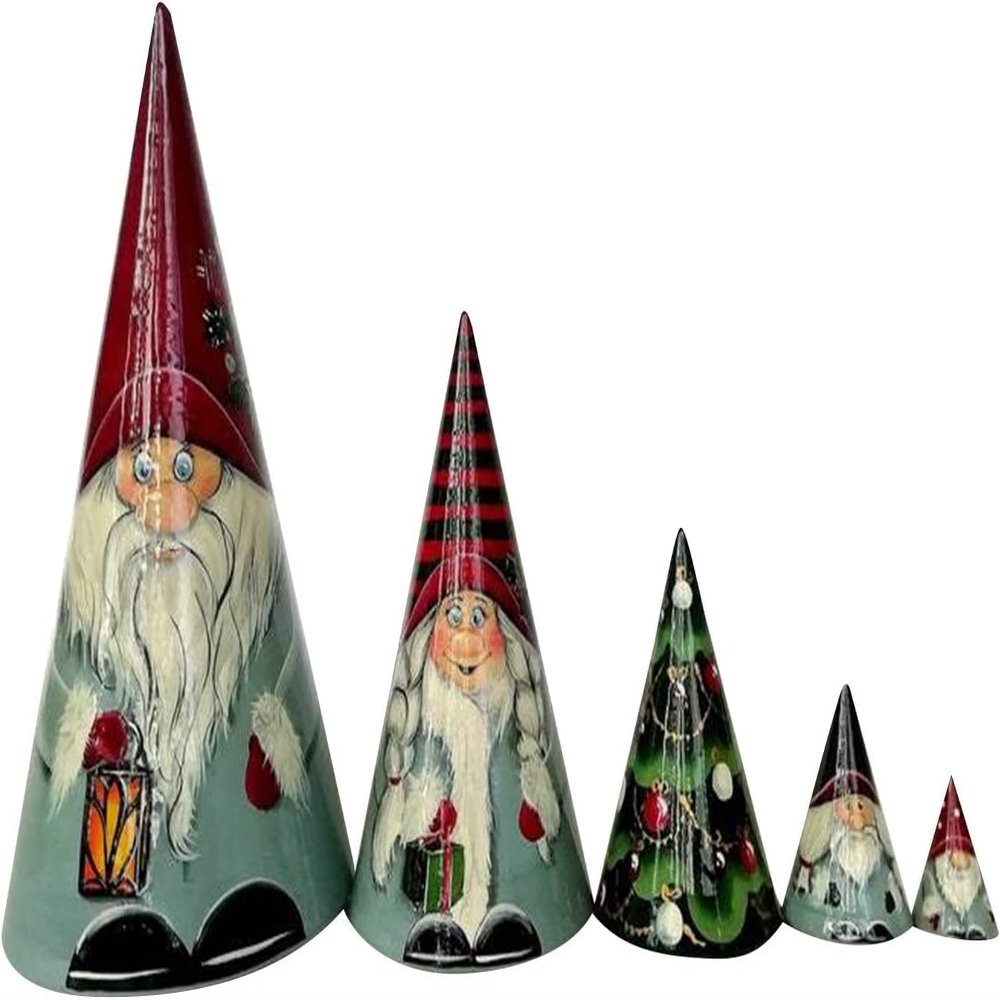 OUFEIJIA Stacking Dolls Resin Russian Nesting Dolls 10 Piece Set Standing Nesting Dolls Cone Russian Nesting Dolls for Boys Christmas Decorations