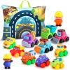 bessome Soft Rubber Cars Toy for 1+ Year Old Boy with Playmat (Storage Bag)|12 PCS Construction Cars Baby Toys for Toddler Toys Age 18 Months |First Birthday Gift for 2 3 Year Old Boy view 1