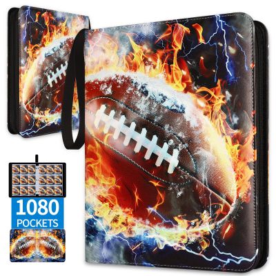 1080 Pockets Football Card Binder 9 Pocket, Trading Card Binder with 60 Page Removable Sleeves, Zipper Card Book Album Holder[PROTECTIVE][PLEASANT TOUCH SURFACE]