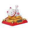Solar Powered Waving Fortune Cat, Wealth Lucky Cat Decoration, Home Car Desk Ornament with Light Induction for Blessings (Small Size) view 3