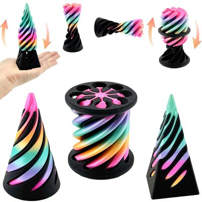 3 Pack Spiral Cone Fidget Toy, Pyramid Passthrough Sculpture, Mini Cones Pass Through Pyramid Fidget Toy for Stress and Anxiety Relief (Pink)