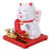 Solar Waving Cat, Lucky Cat, Solar Powered Waving Cat for Desk Car Home, Energy Saving Cat Sculpture (White) view 2