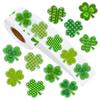1000Pcs St. Patrick's Day Stickers Roll Shamrock Clover Paper Decals 10 Designs Green Sparkly Decorative Adhesive Seal Sticker for Envelope Decor Party Supplies view 1