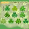 1000Pcs St. Patrick's Day Stickers Roll Shamrock Clover Paper Decals 10 Designs Green Sparkly Decorative Adhesive Seal Sticker for Envelope Decor Party Supplies view 2