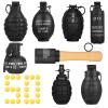 Tactical Toy-Grenade for CS Battle Game,8Pcs Fall Resistant Refillable Fun Impact,Hand Fake Grenade Toy with 100 Foam Ammo for 14+ Outdoor Sport,Black view 1