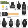 Tactical Toy-Grenade for CS Battle Game,8Pcs Fall Resistant Refillable Fun Impact,Hand Fake Grenade Toy with 100 Foam Ammo for 14+ Outdoor Sport,Black view 2