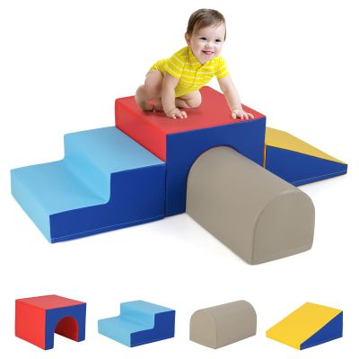 HONEY JOY Toddler Climbing Toys Indoor, Soft Climbing Foam Block Activity Play Structure, Gym Equipment for Child Development, Waterproof & Easy to Clean Climb and Crawl Playset, Gift (Blue)