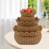 3PCS Scalloped Basket Set with Lid Hand Woven Rattan Storage Baskets Set of 3, Wicker Basket Set 4.33/5.12/6.1 Inch Height Decor Scalloped Edge Basket (Style 1) view 3