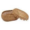 3PCS Scalloped Basket Set with Lid Hand Woven Rattan Storage Baskets Set of 3, Wicker Basket Set 4.33/5.12/6.1 Inch Height Decor Scalloped Edge Basket (Style 1) view 4
