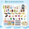 RedCrab Kids Shopping Cart,75PCS Toy Shopping Cart Playset with Food Shop Accessories, Adjustable Shopping Cart Arm,Shopping Basket Grocery Store Games for Ages 3 4 5 67 8+ (Blue) view 2